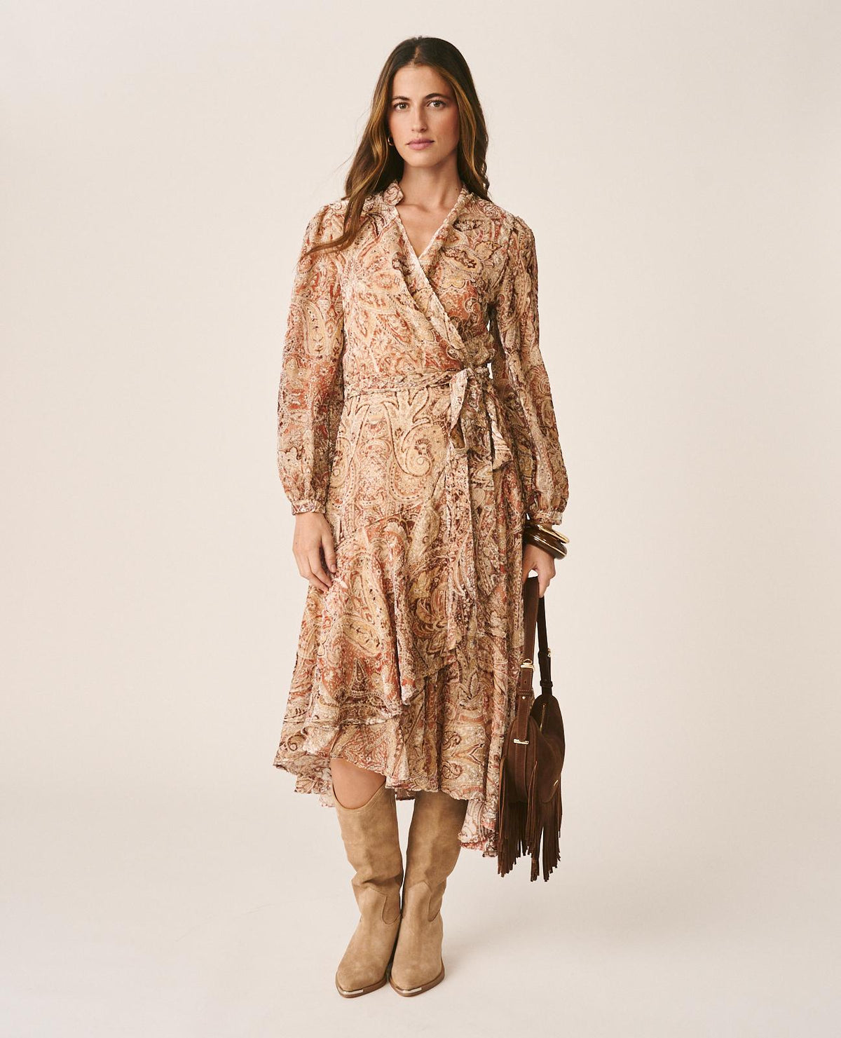ABITO MIDI IN SETA CON MOTIVO PAISLEY