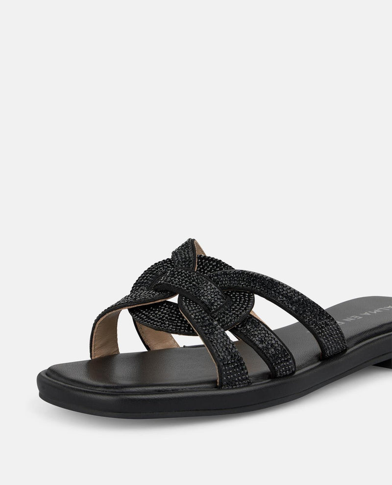 SANDALIA PLANA CRUZADA PEDRERÍA