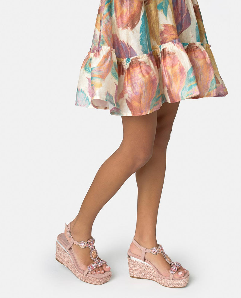 SANDALIA CUÑA ESPARTO TIRA EN T