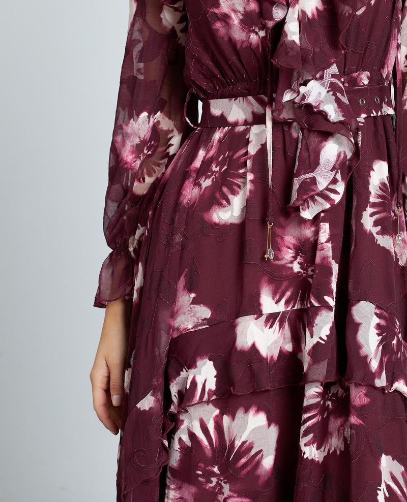 VESTIDO ESTAMPADO VOLANTES CINTURÓN