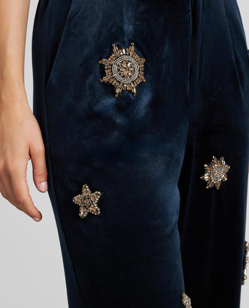 PANTALÓN RECTO TERCIOPELO ABALORIOS