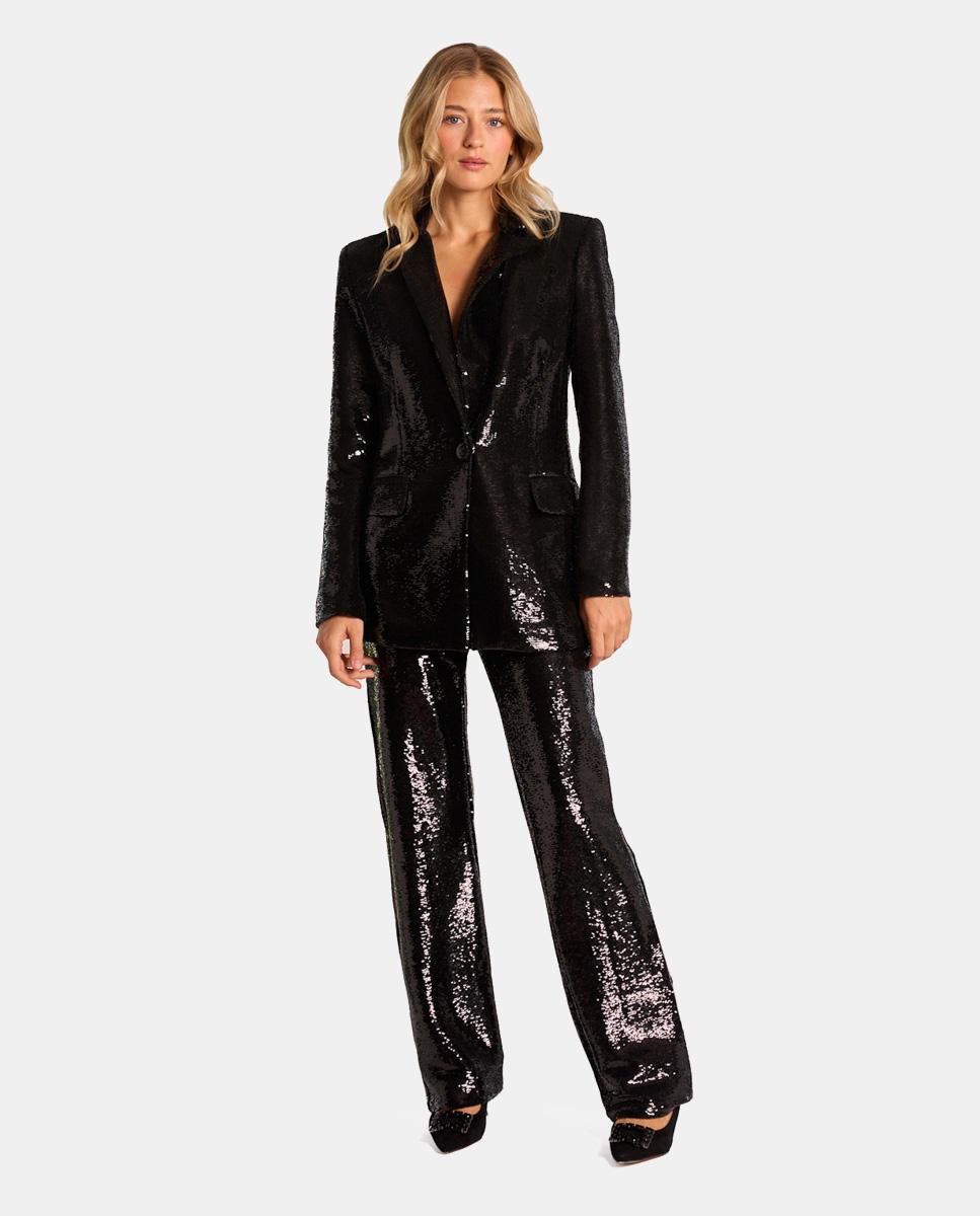 PANTALON DROIT À PAILLETTES