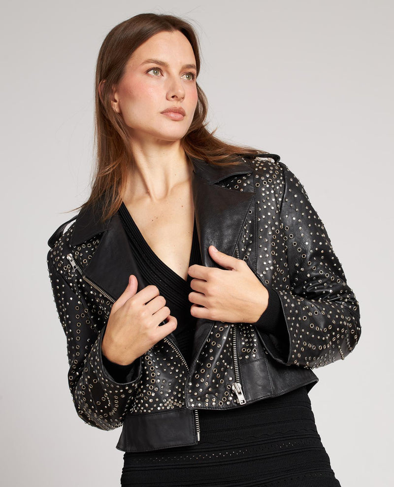 BIKER WITH OPENWORK STUDS