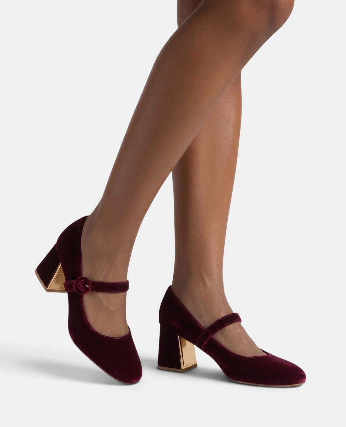 SCARPA CON TACCO IN VELLUTO E FIBBIA