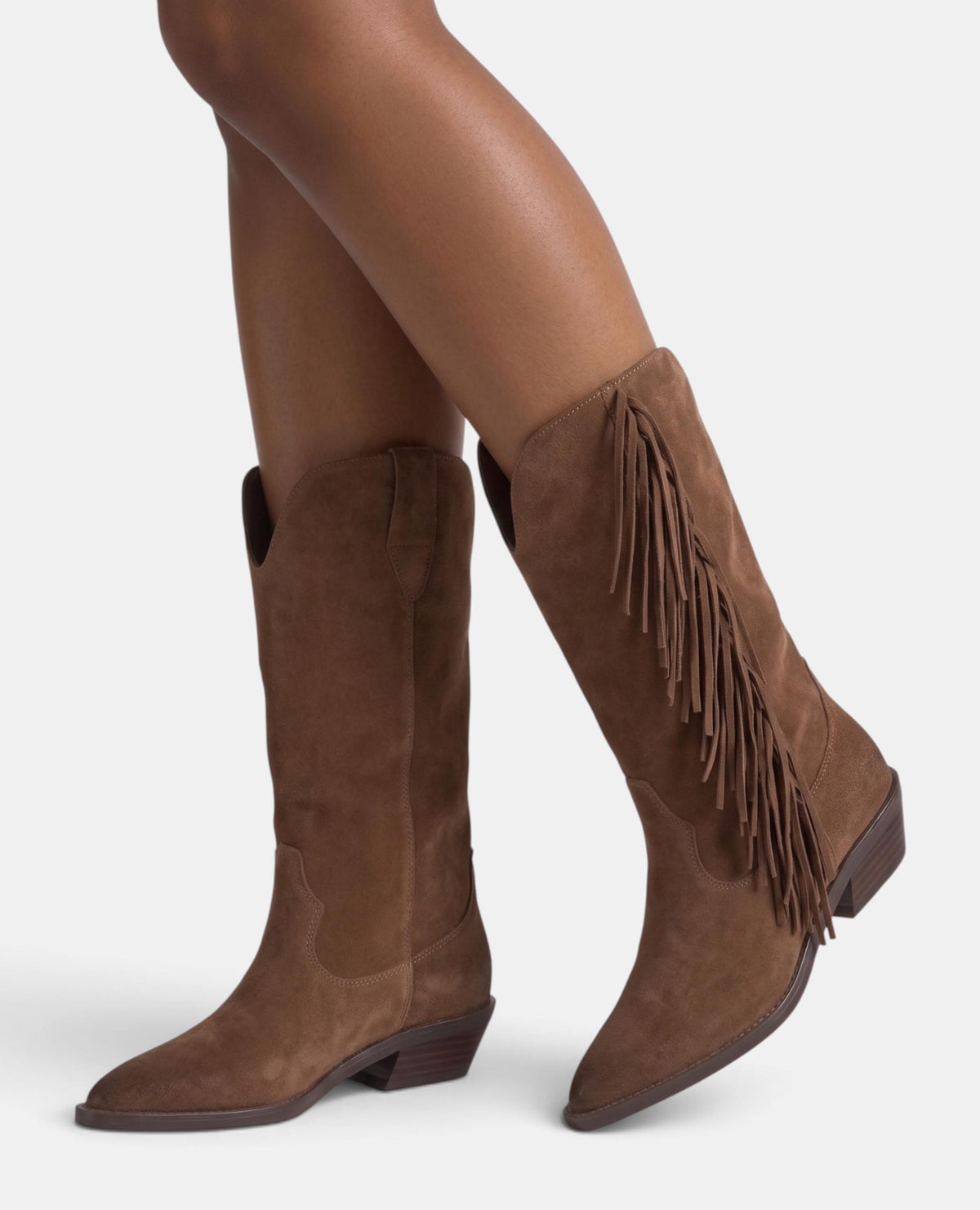 STIVALE DA COWBOY IN PELLE SCAMOSCIATA CON FRANGE
