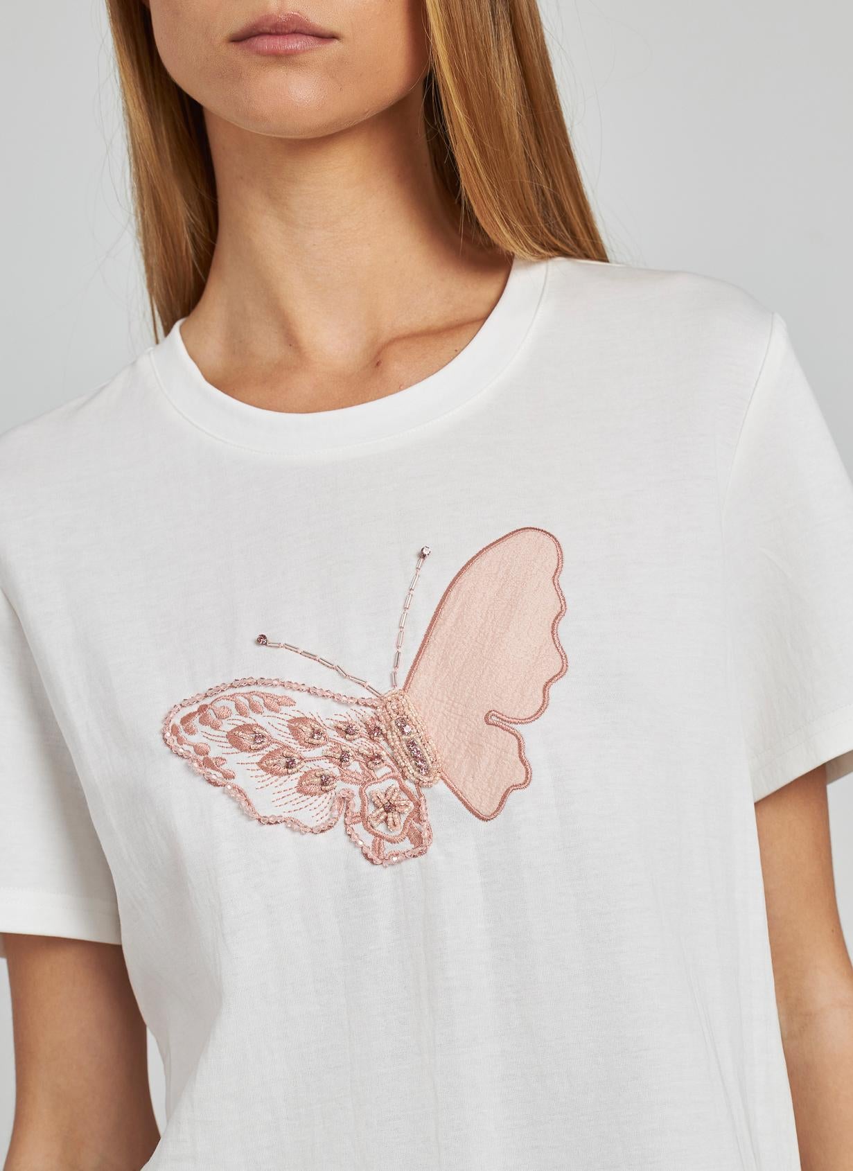 EMBROIDERED BUTTERFLY T-SHIRT