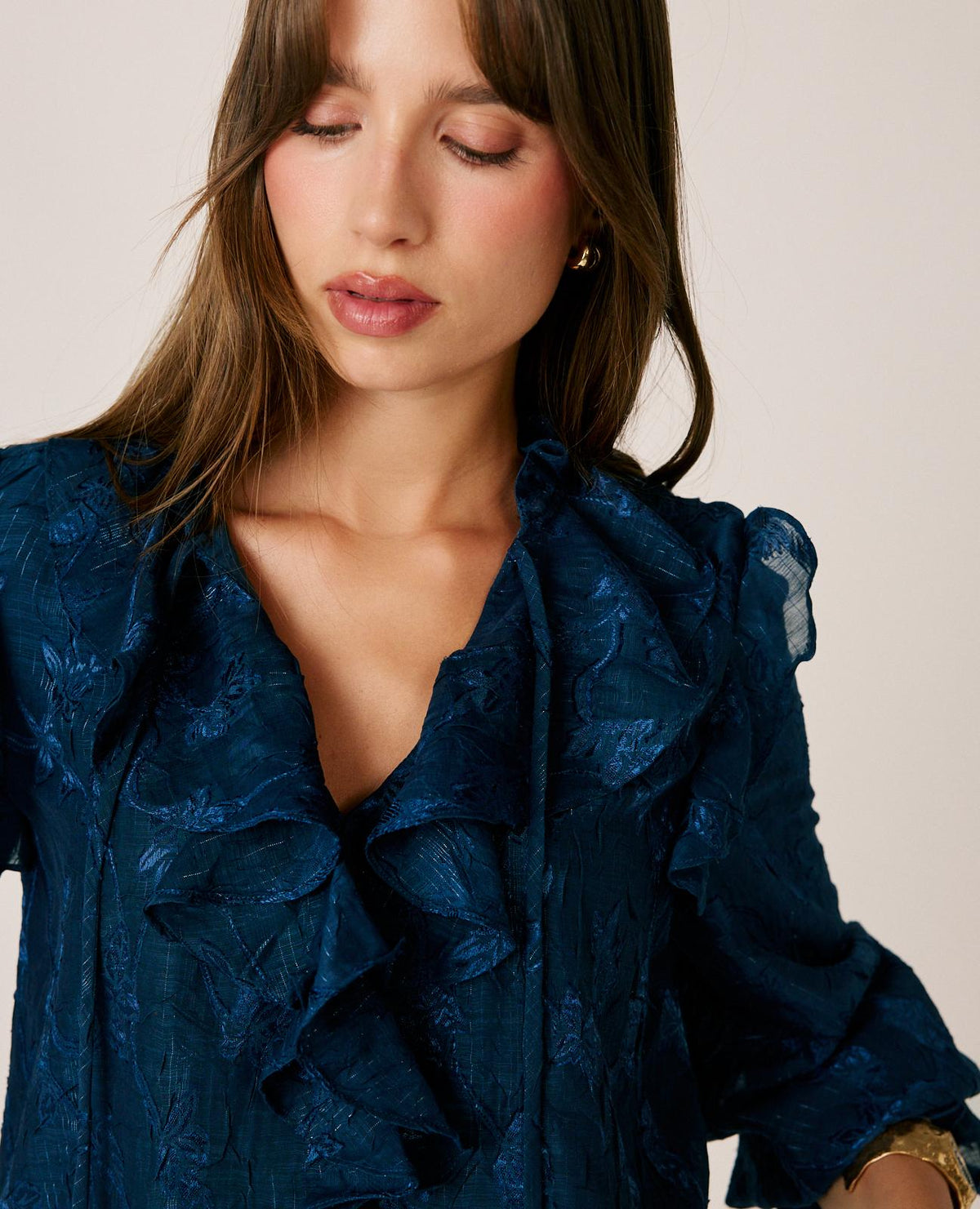 BLUSA JACQUARD BORDADOS FLORALES