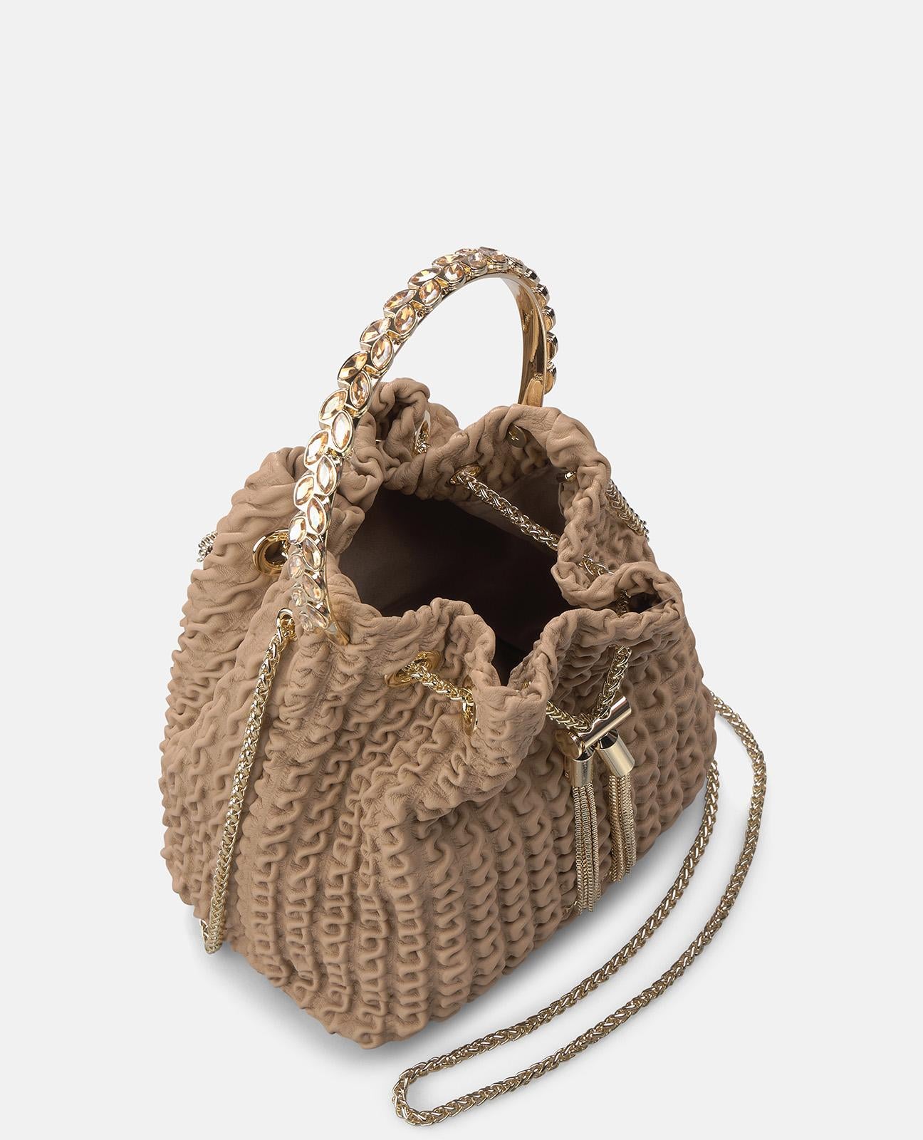 RHINESTONE DETAIL BOWLER BAG