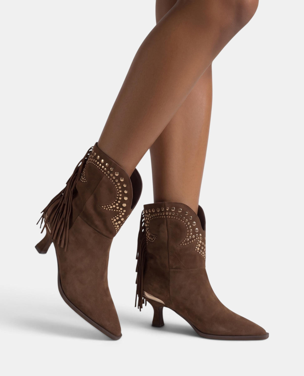 STIVALI DA COWBOY IN PELLE SCAMOSCIATA CON FRANGE