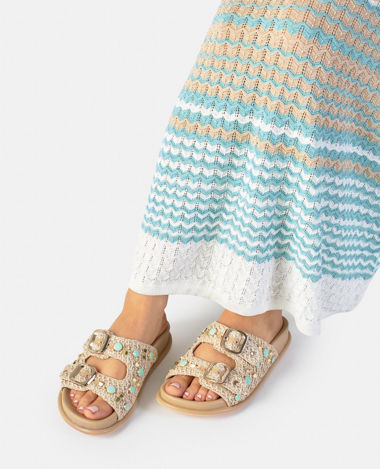 SANDALIA HEBILLAS RAFIA