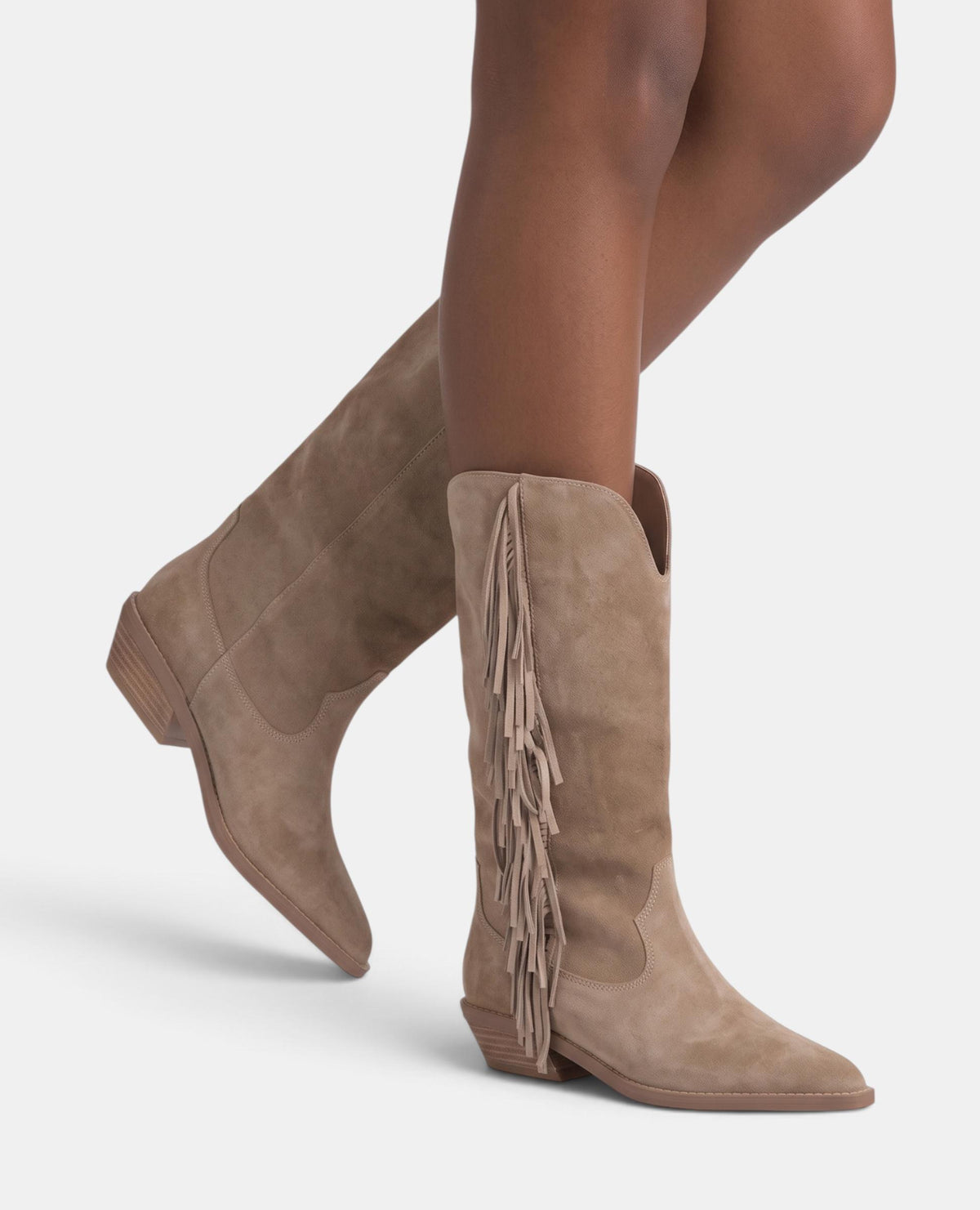 STIVALE DA COWBOY IN PELLE SCAMOSCIATA CON FRANGE