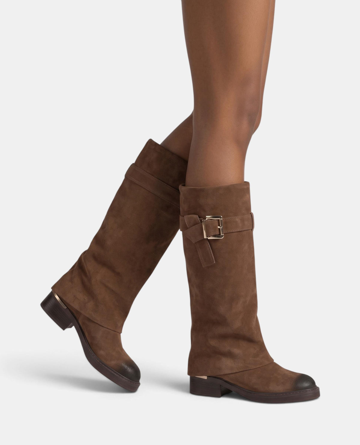SUEDE BOOTS WITH A BUCKLE
