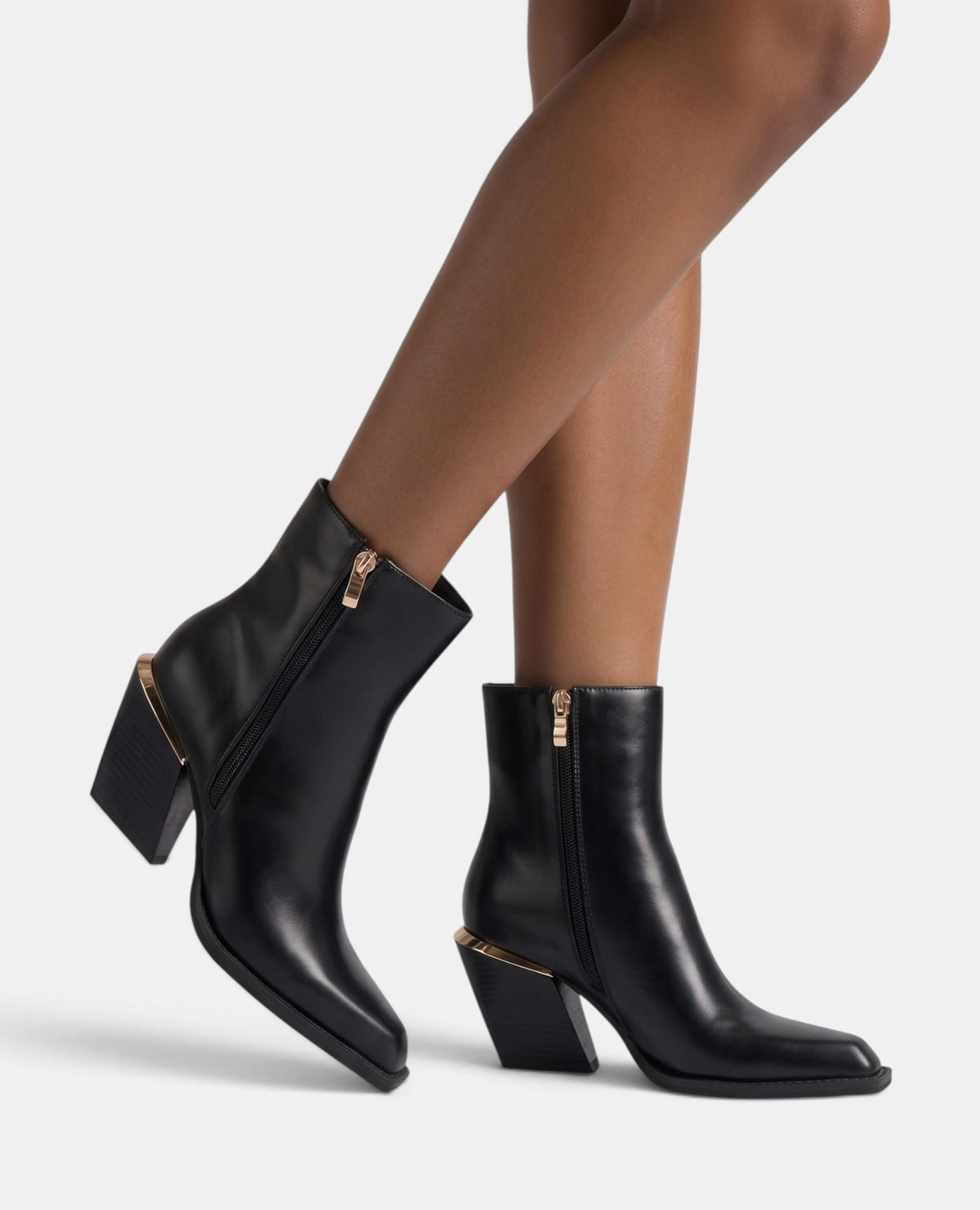 METALLIC LEATHER ANKLE BOOTS