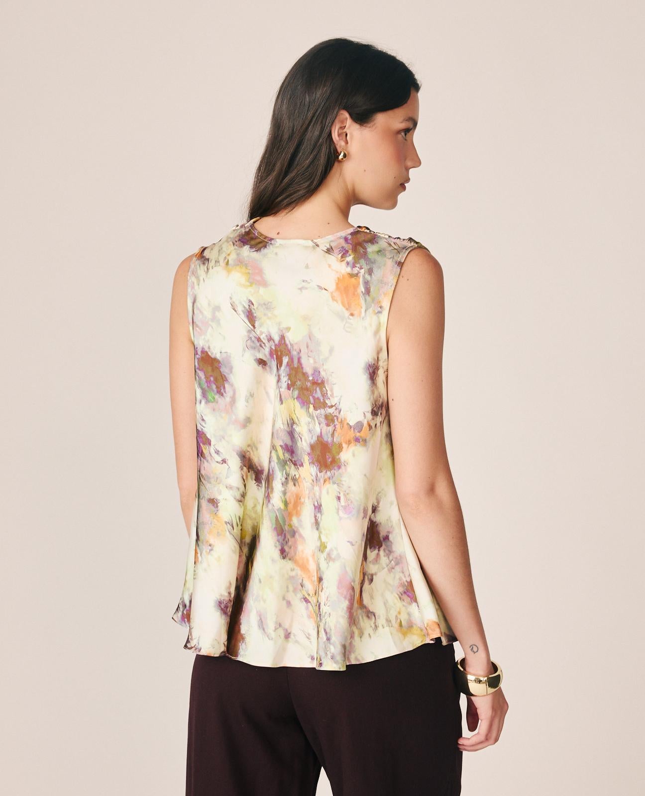 BLUSA SATÉN ESTAMPADO ACUARELA