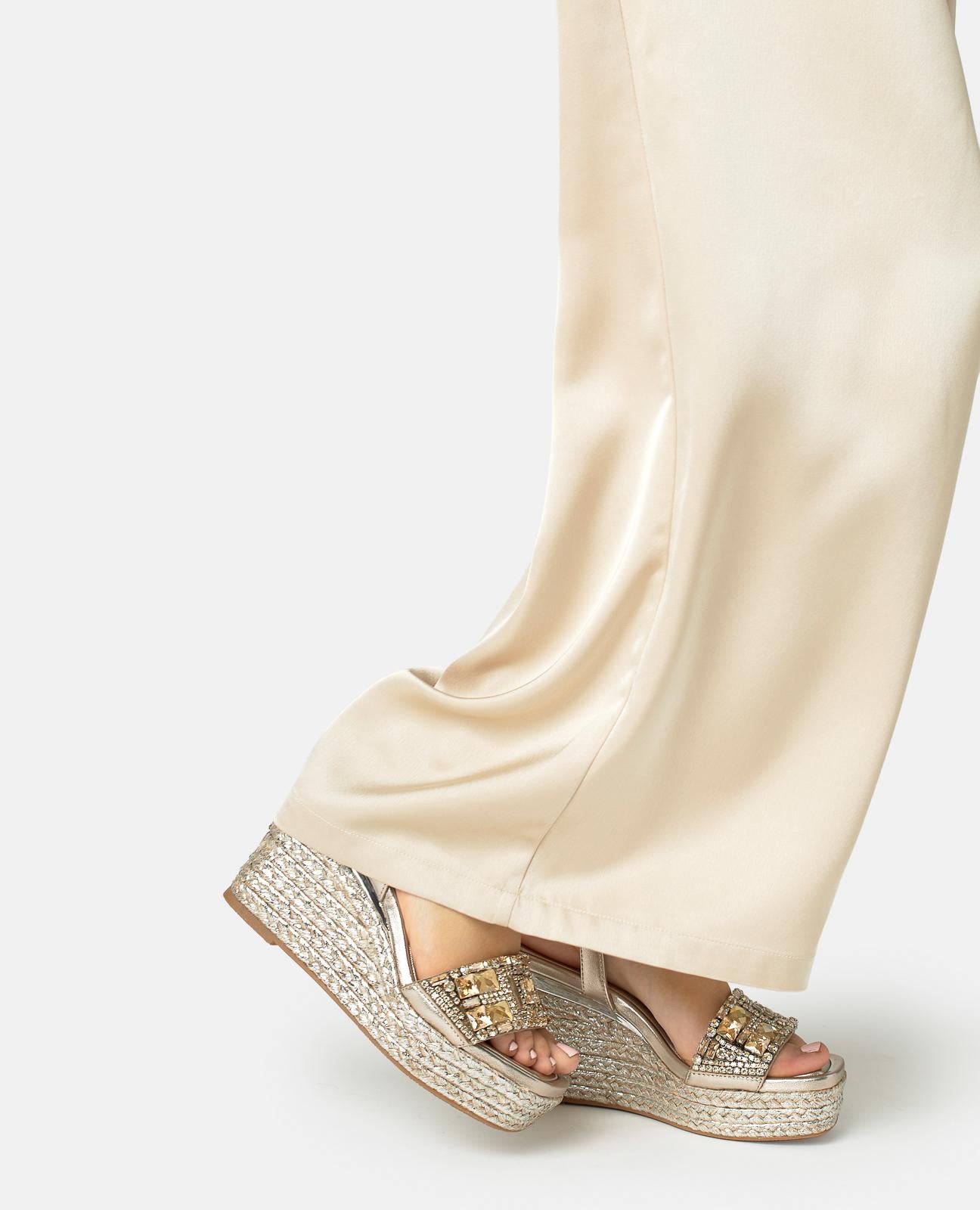 ESPARTO WEDGE SANDAL WITH BEADED STRAP