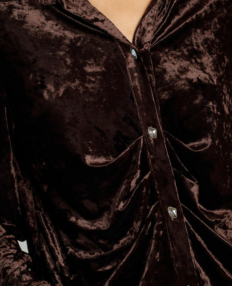 CAMISA DRAPEADA TERCIOPELO