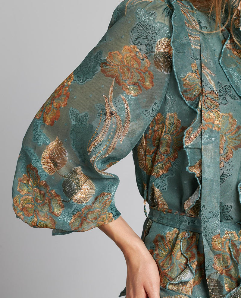 VESTIDO MIDI ESTAMPADO VOLANTES