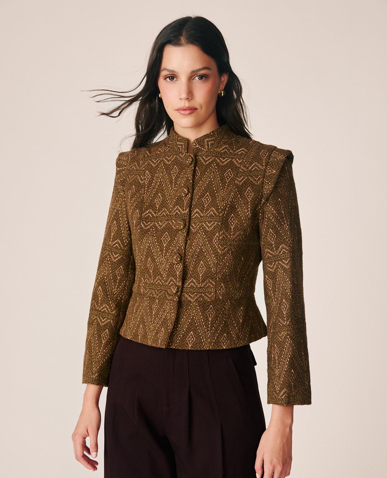 CHAQUETA JACQUARD ESTAMPADO GEOMÉTRICO