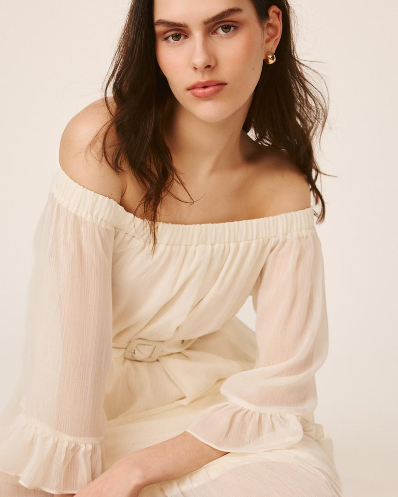 VESTIDO MÉDIO COM MANGAS FOLHADAS