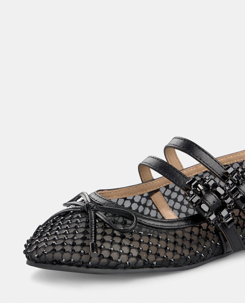 BALLERINE ROUGE BOUCLES STRASS