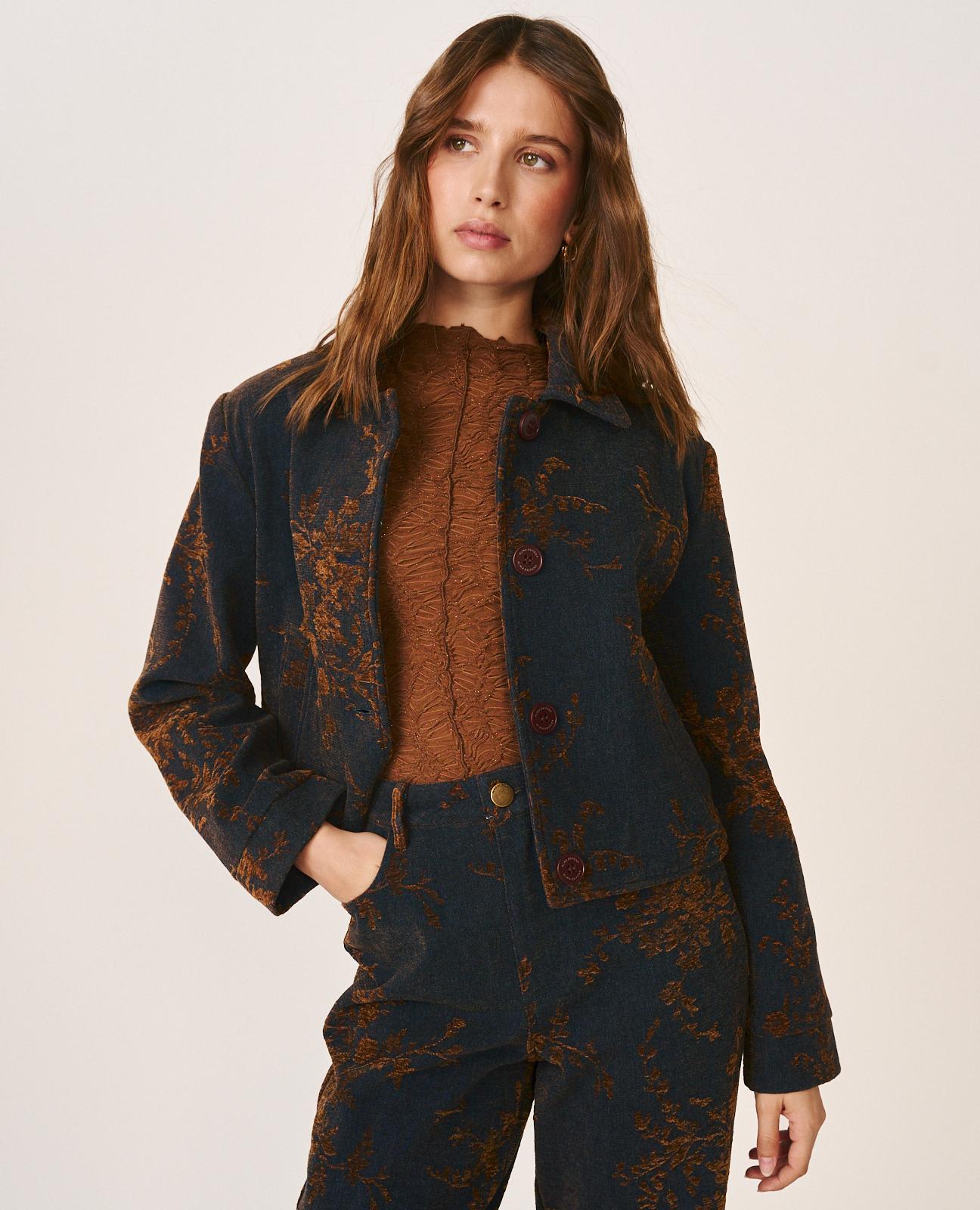 CHAQUETA DENIM FLORAL