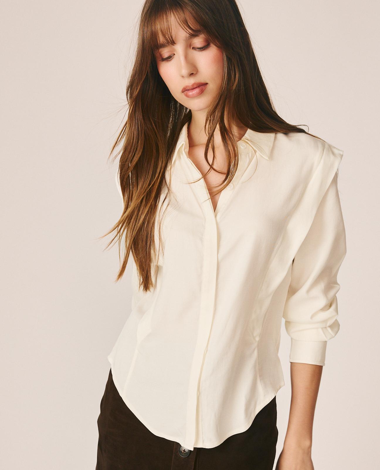 BLUSA CAMISERA PLIEGUE EN HOMBROS