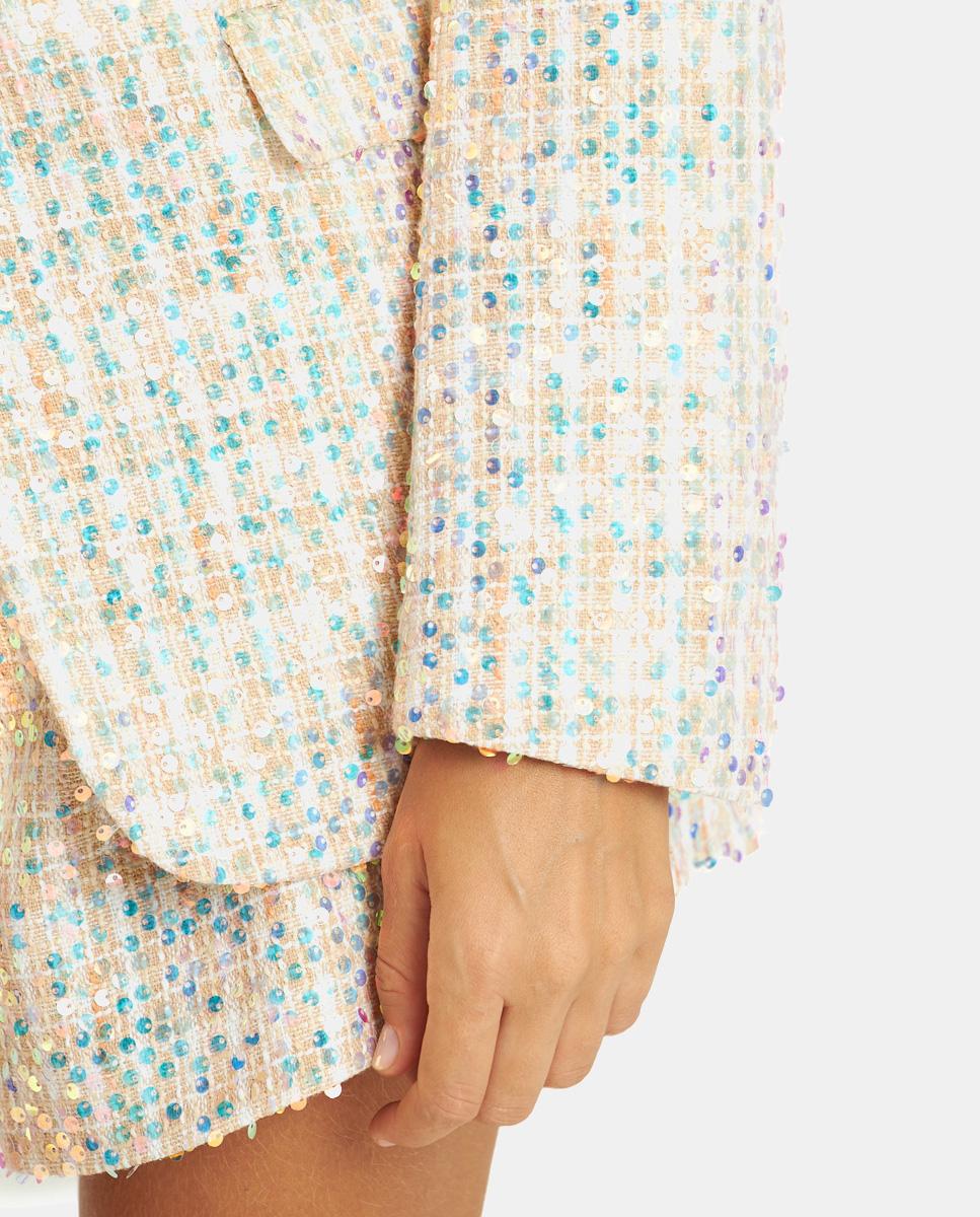 SEQUIN PLAID BLAZER