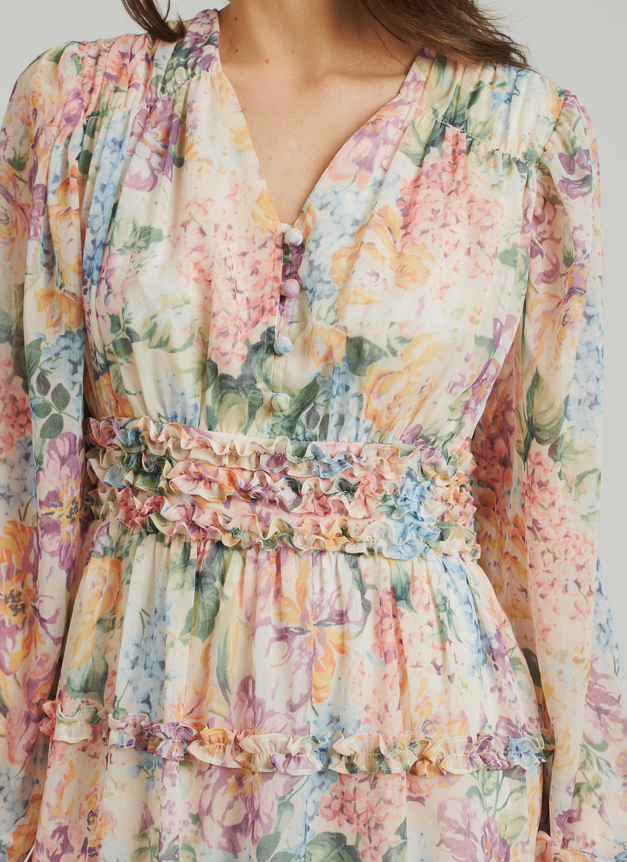 SHORT DRESS WITH RUFFLED PRINT