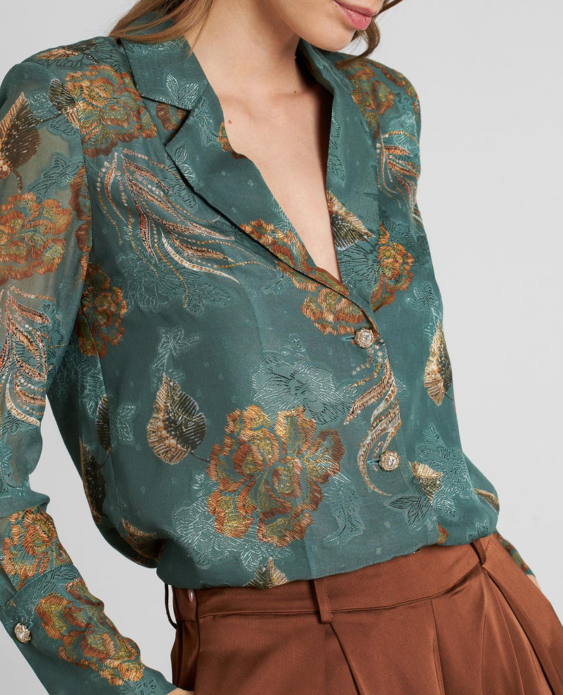 PRINTED SHIRT WITH JEWEL BUTTON