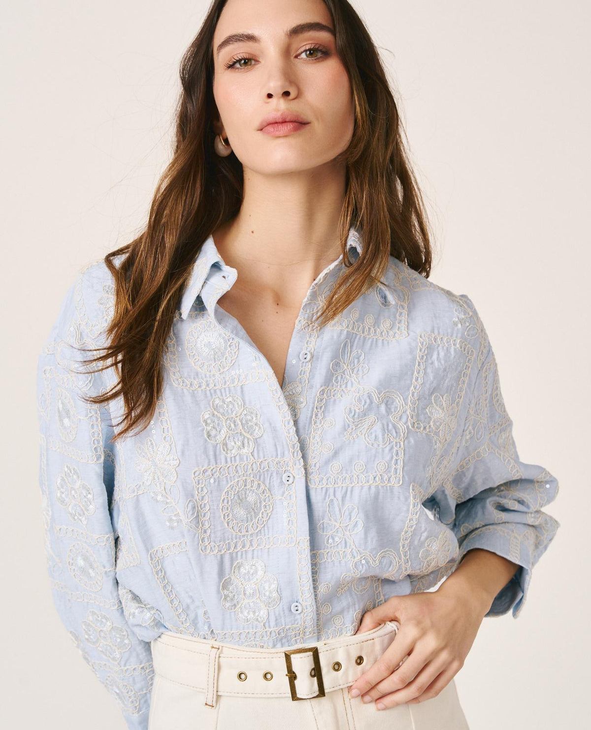 EMBROIDERED SHIRT WITH SEQUINS