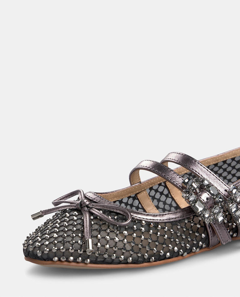 BALLERINE ROUGE BOUCLES STRASS