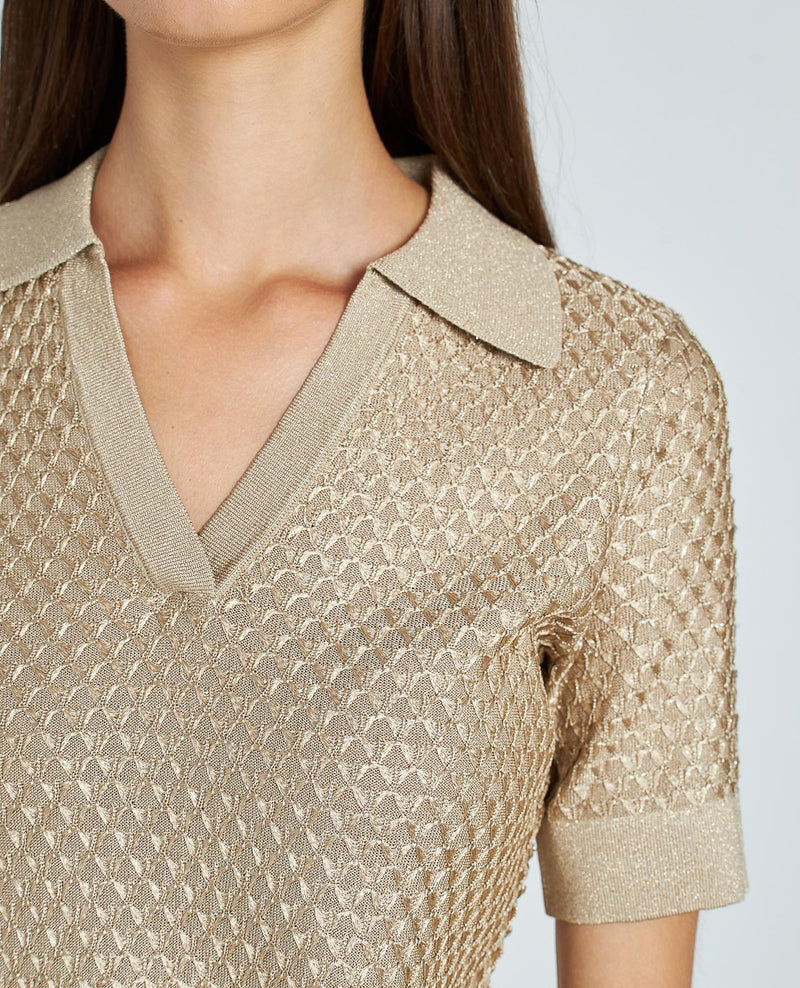 TOP PUNTO TEXTURA METALIZADO