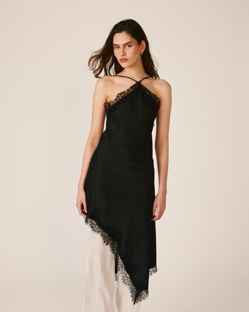 VESTIDO LINGERIE ASSIMÉTRICO