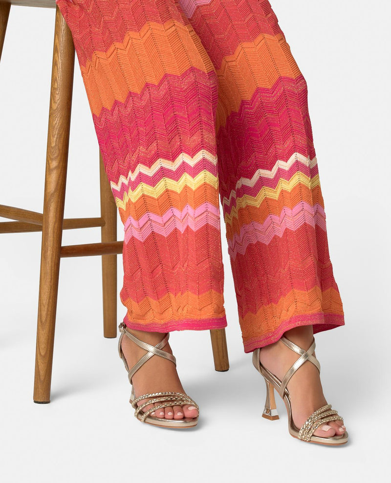 METALLIC TRANSFER STRAP HEELED SANDALS