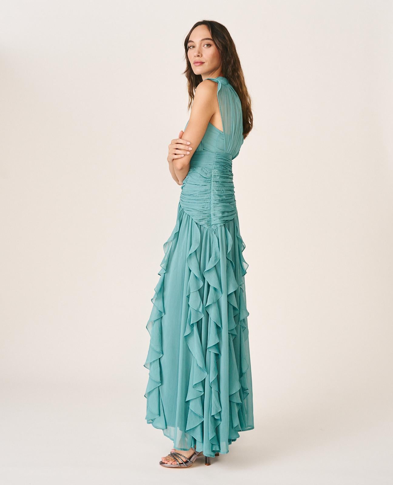 VESTIDO LARGO VOLANTES