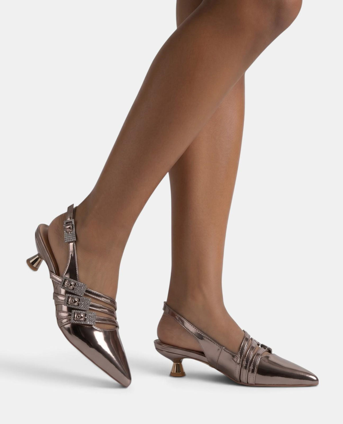 METALLIC OPEN-HEEL SHOE