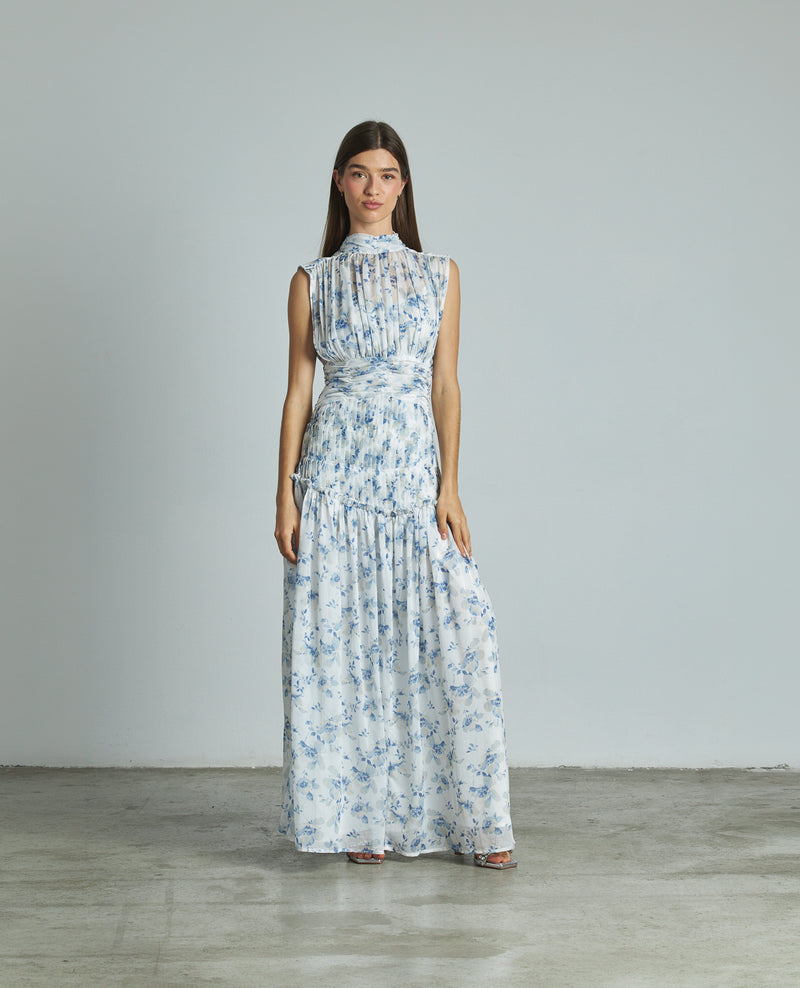 VESTIDO LARGO HALTER PLISADO