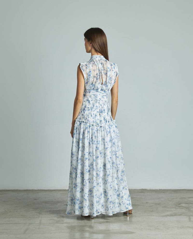 VESTIDO LARGO HALTER PLISADO