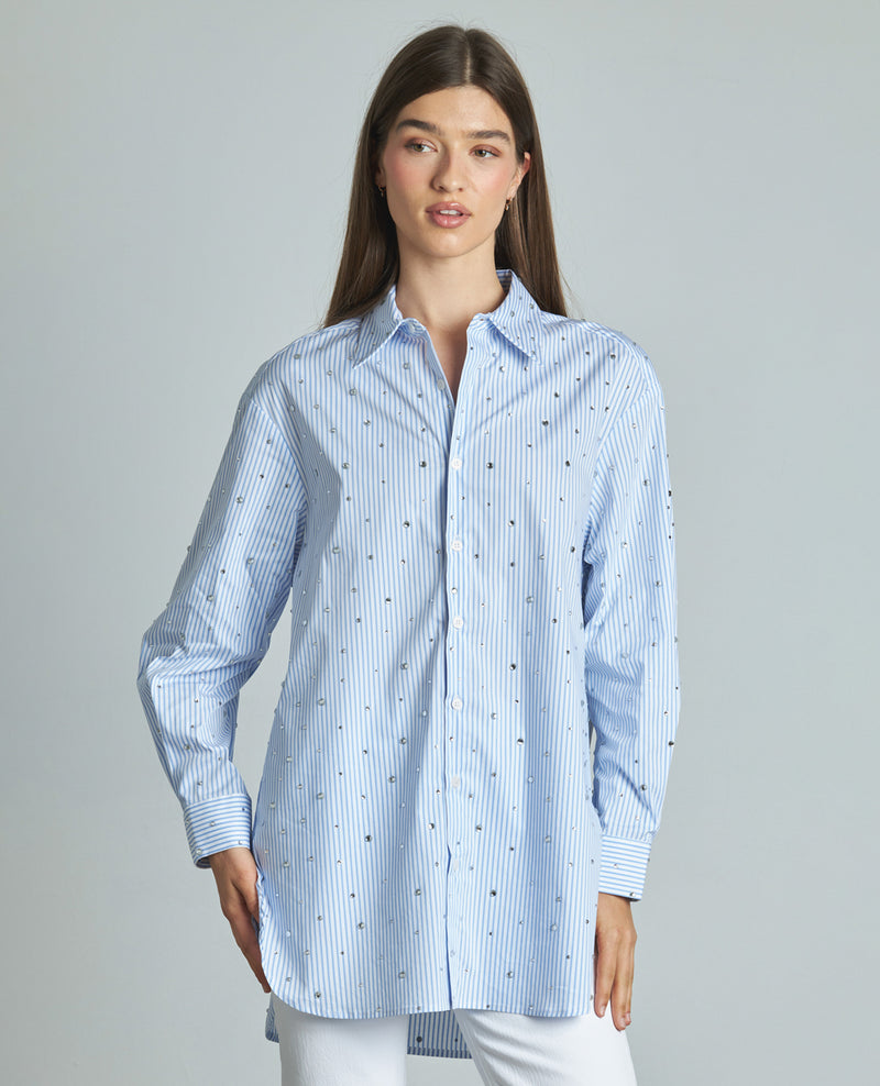 CAMISA DE RAYAS CON PEDRERÍA