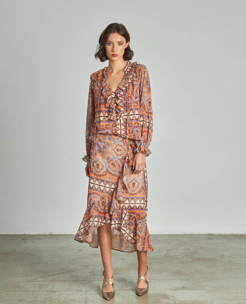 FALDA ESTAMPADA VOLANTES