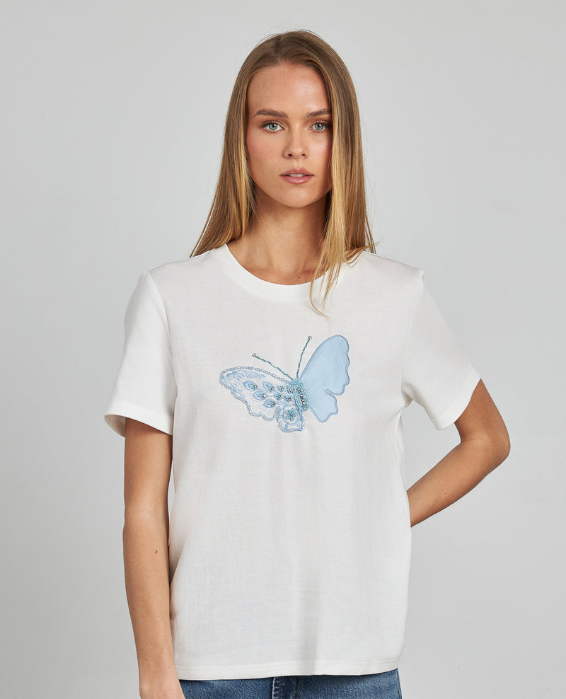 EMBROIDERED BUTTERFLY T-SHIRT