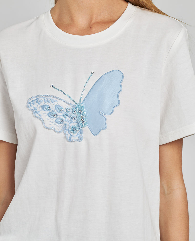 EMBROIDERED BUTTERFLY T-SHIRT