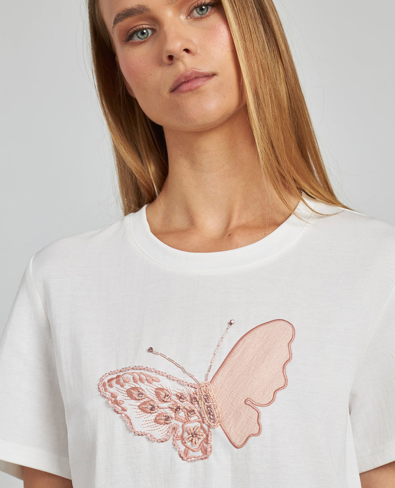 EMBROIDERED BUTTERFLY T-SHIRT