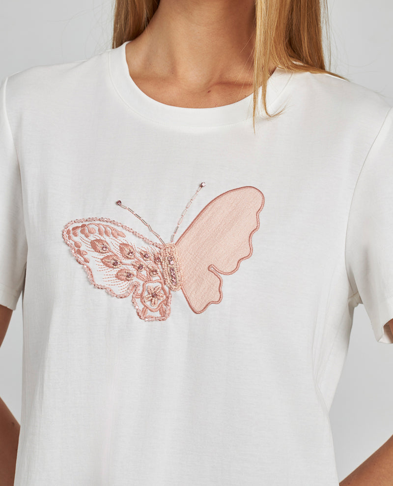 EMBROIDERED BUTTERFLY T-SHIRT