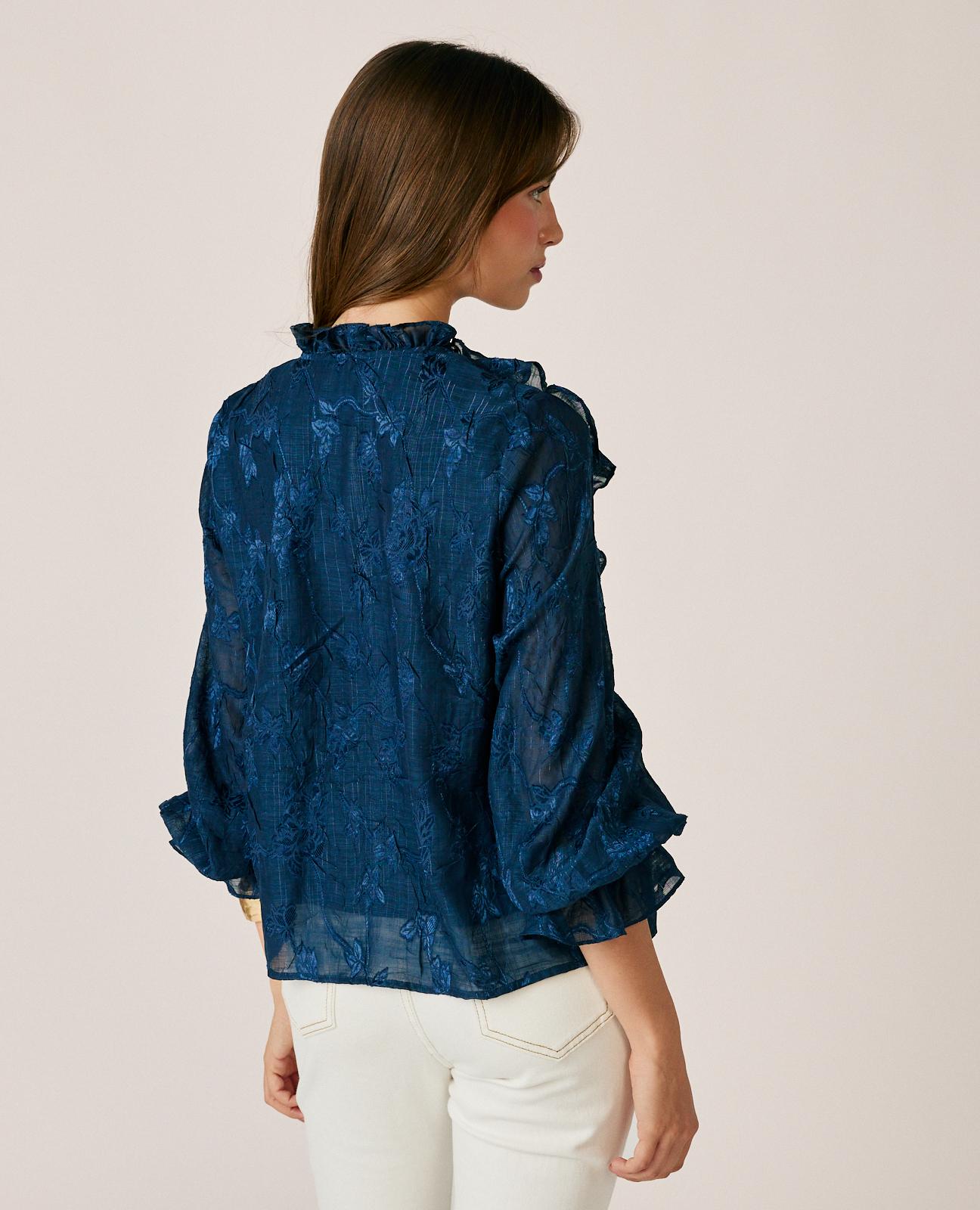 BLUSA JACQUARD BORDADOS FLORALES