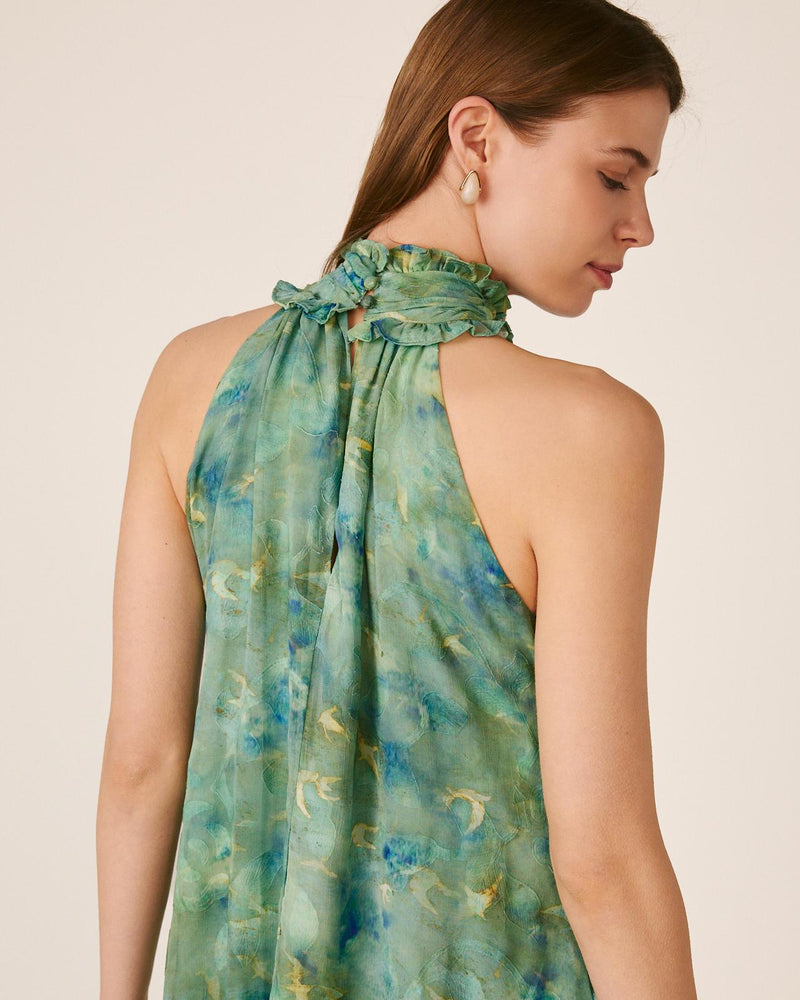 VESTIDO DE GASA COM BABADOS