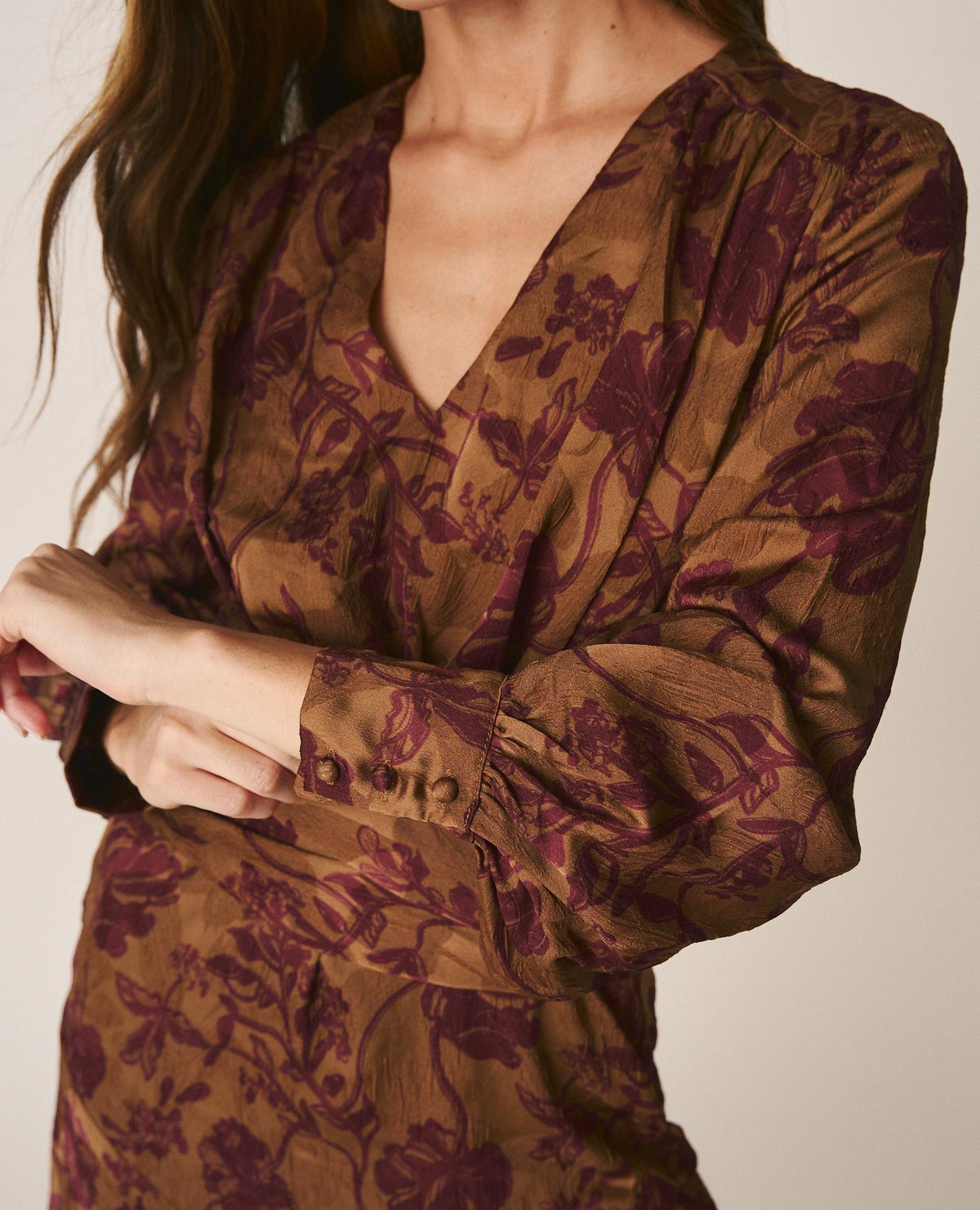 FLORAL JACQUARD LONG DRESS