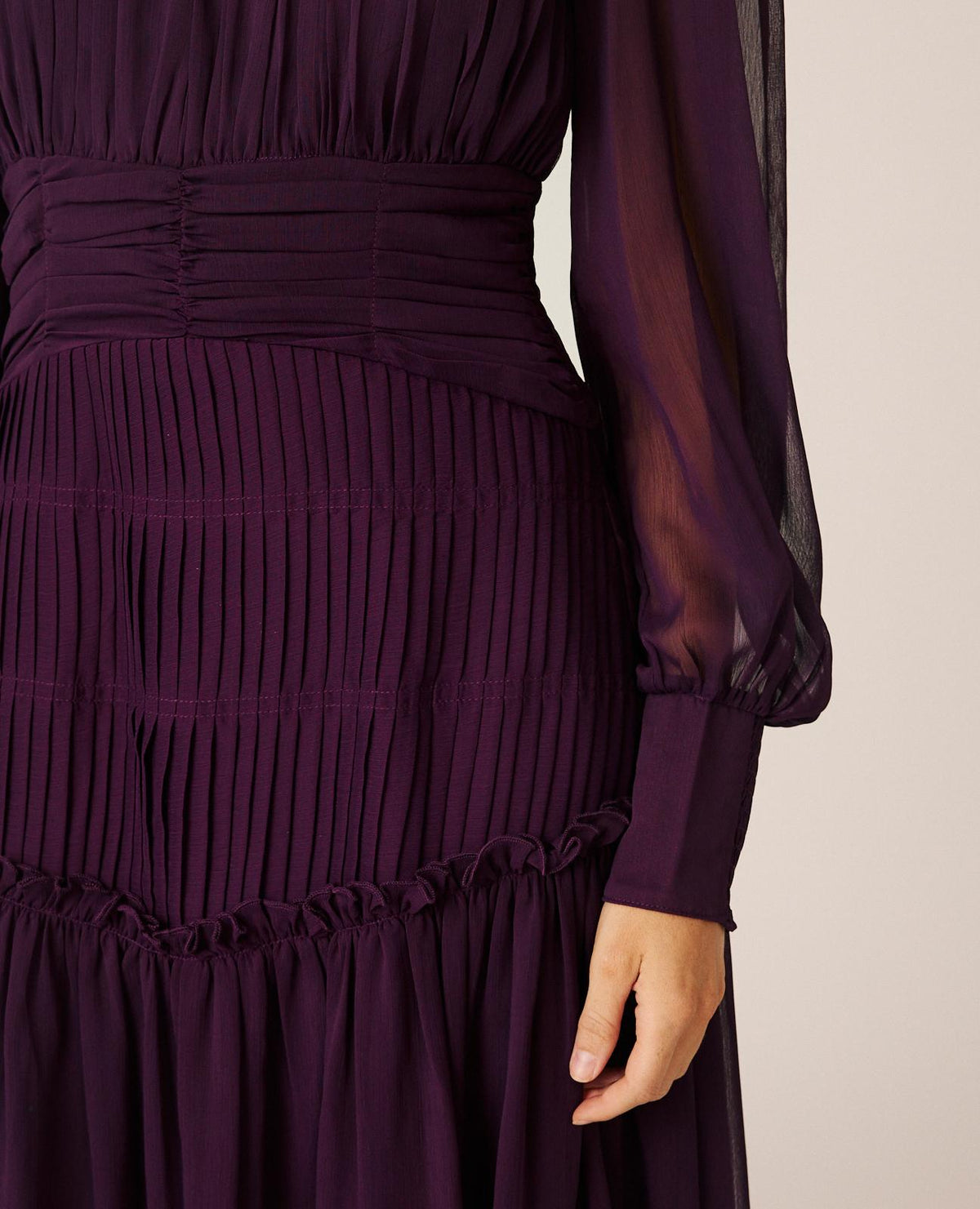 VESTIDO LARGO CON FRUNCIDO