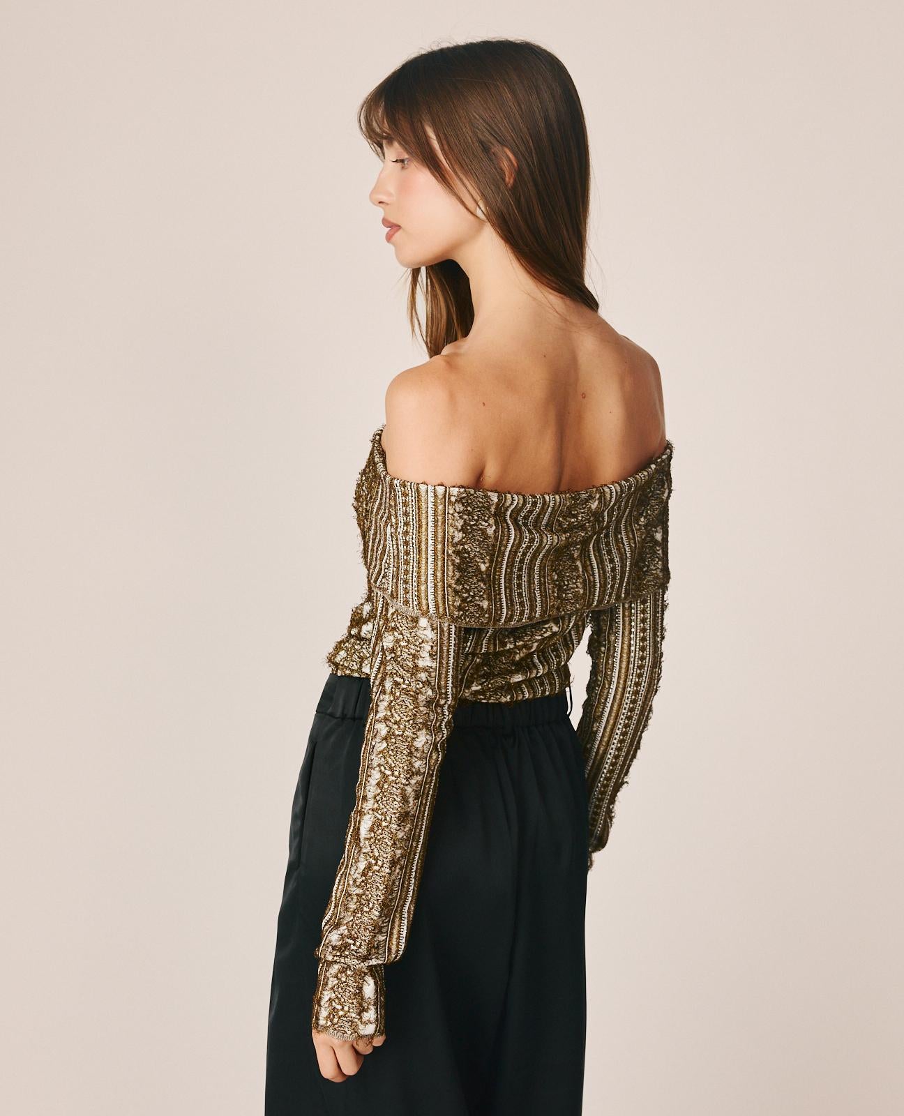 TOP CUELLO BARCO ESTAMPADO FANTASÍA