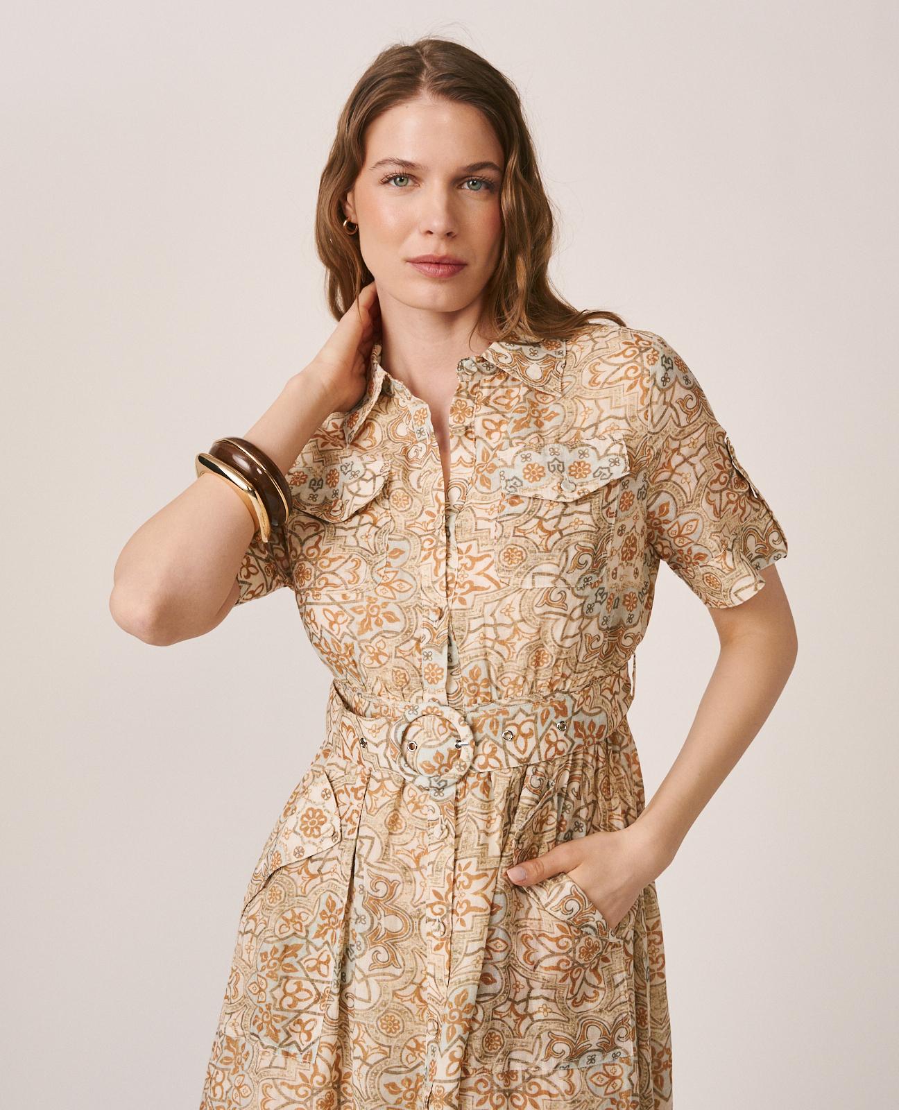 MOSAIC PRINT MIDI DRESS